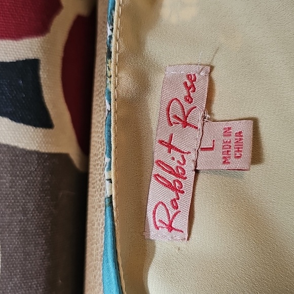 Rabbit Rose Floral Puff Sleeve Blouse, Smocked Waist, V-Neck, Women's Size Large - Picture 7 of 11